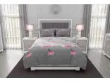 Pościel satynowa 160x200+2/70x80 Poppy Silver collection różowe kwiaty